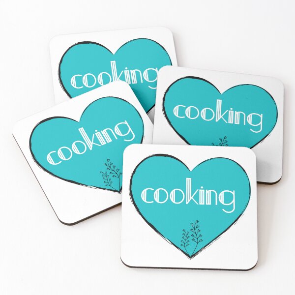Item preview, I Love Cooking Aqua Floral Minimal Heart designed and sold by SpringMoonPress.