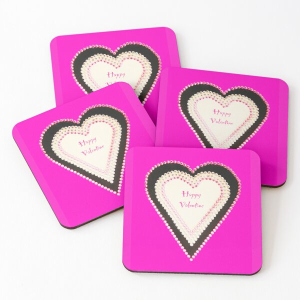 Item preview, Happy Valentine Pink Beaded Heart  designed and sold by Heatherian.
