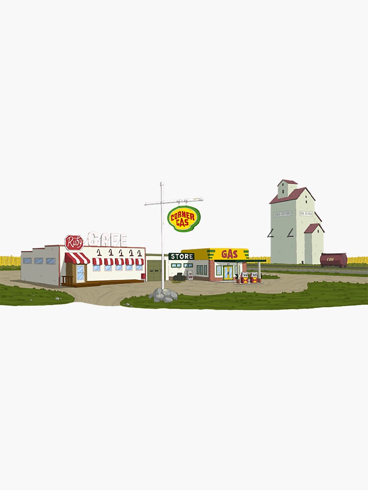 "Corner Gas Set" Sticker for Sale by Lexalloyce Redbubble