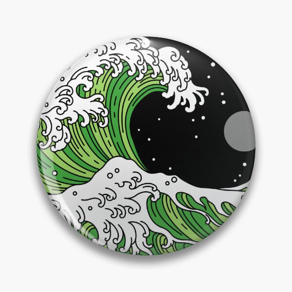 Item preview, Circular Japanese Wave Aro. Aromantic Pride designed and sold by Subtle Pride Shop.