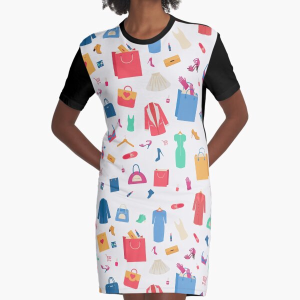 Item preview, Woman Shopping Seamless Pattern with Clothing and Cosmetics designed and sold by ivector.