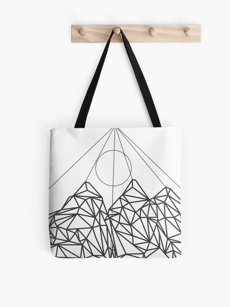 mountain shape with low poly design. mountains filled with triangles. geometric simple design. white background with black illustration." tote bag by aquapixel redbubble mountain shape with low
