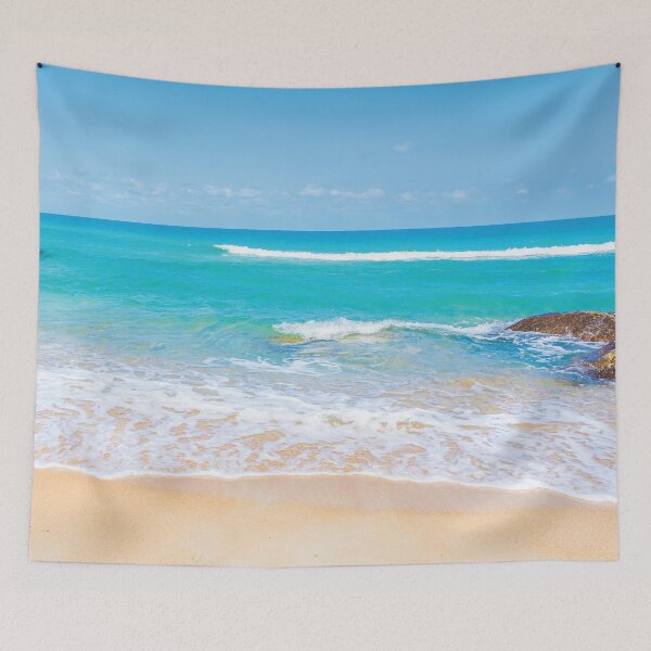 Item preview, Beautiful Tropical Beach Sea Ocean With White Cloud Blue Sky Background - tropical ocean beach designed and sold by HStudioPrints.