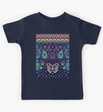 Midnight butterflies - Bohemian pattern by Cecca Designs Kids Tee