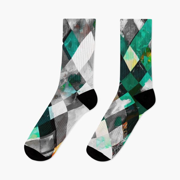 Item preview, geometric pixel square pattern abstract background in green orange designed and sold by Mrvell.
