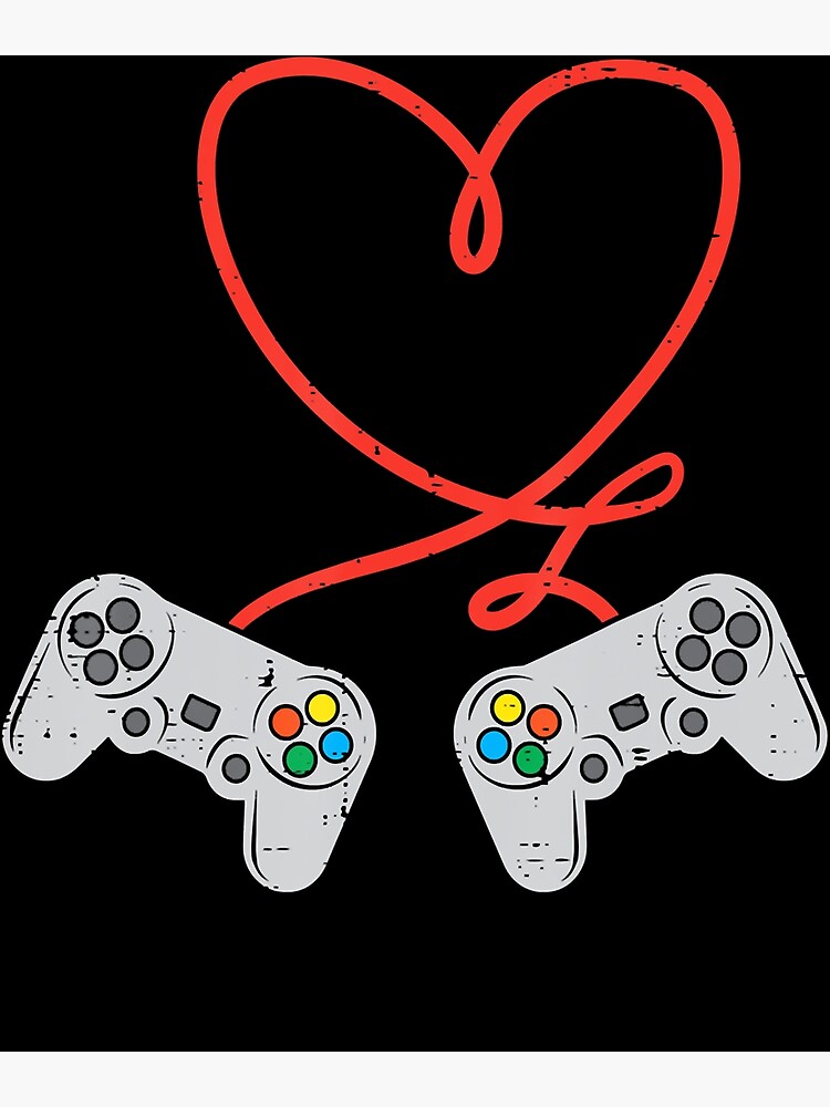"Game Controller Heart Mens Valentines Day Gamer Boys" Poster by