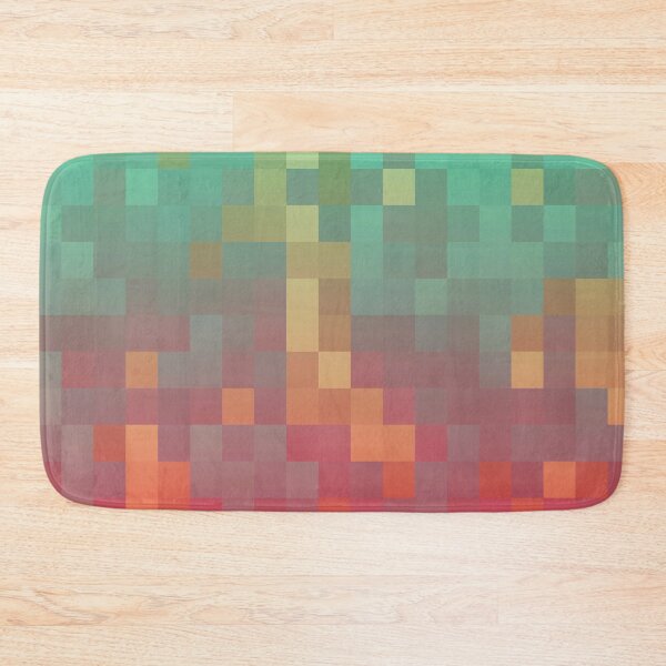 Item preview, geometric pixel square pattern abstract background in pink green designed and sold by Mrvell.