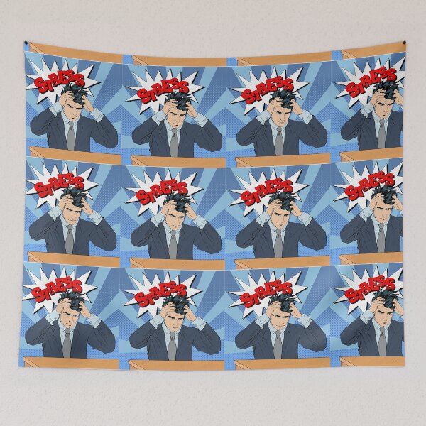 Item preview, Stressed Man at Work in Pop Art Style designed and sold by ivector.