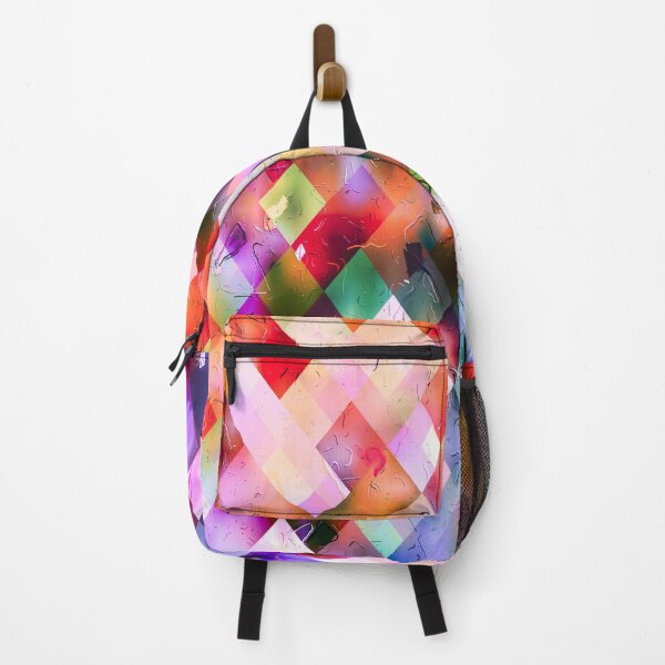 Item preview, geometric pixel square pattern abstract background in purple orange red designed and sold by Mrvell.