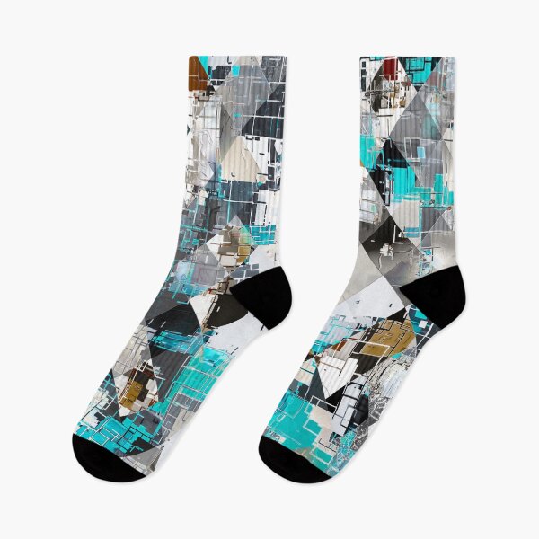 Item preview, geometric pixel square pattern abstract background in blue brown designed and sold by Mrvell.