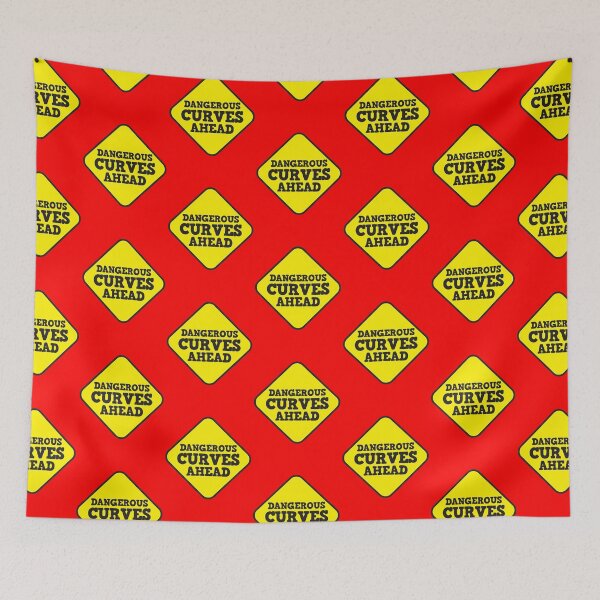 Item preview, BEWARE yellow road dangerous curves ahead warning sign (roughly rounded type) designed and sold by jazzydevil.