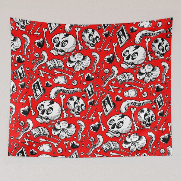 Item preview, Red Doodle pattern designed and sold by fakeface.