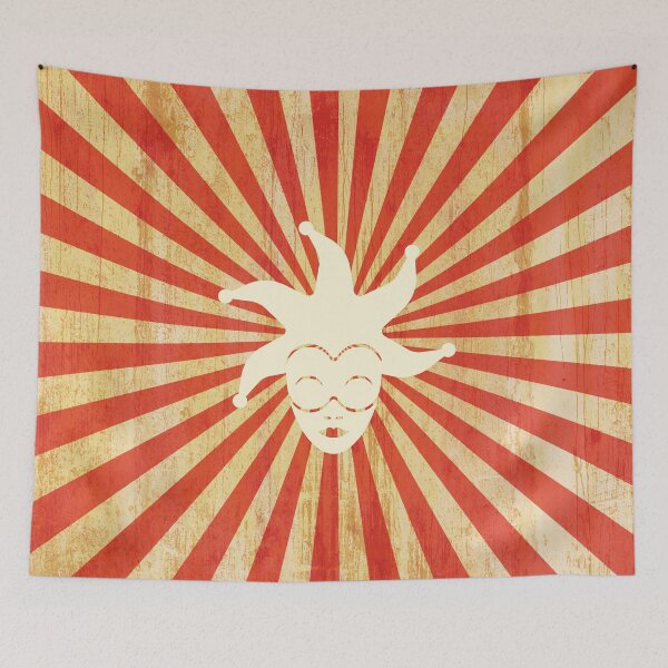 Item preview, Jester Masked on Vintage White and Red Sunburst designed and sold by HiddenPuppets.