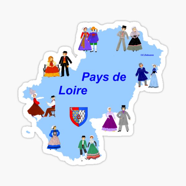 Aperçu de l'œuvre Carte du Pays de LOIRE et ses costumes créée et vendue par Catherine Debusne.