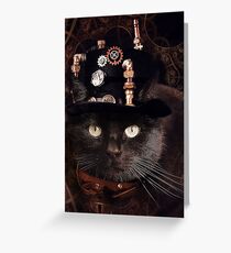 Steampunk Funny Cute Cat Greeting Card