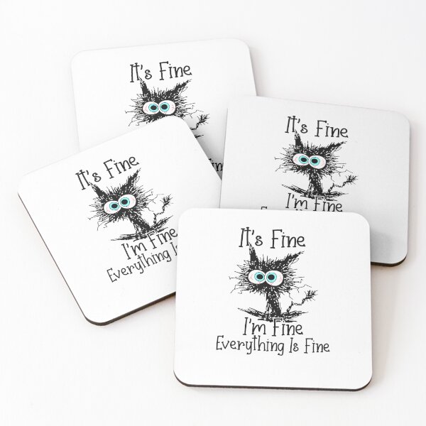 Item preview, Copy of I'm Fine Everything Is Fine Black Cat Tired Eyes Vintage designed and sold by Vesbee80.