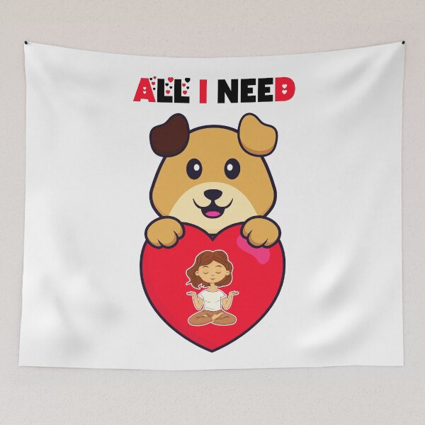 Item preview, all i need is love and yoga and a dog funny shirt for couples, singles, lovers, dog lovers designed and sold by Goods-by-Jojo.