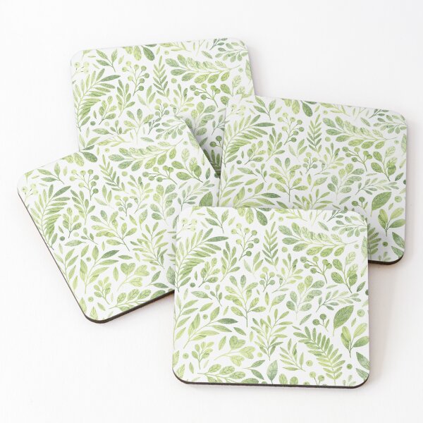 Item preview, Tiny and cute green leaves pattern. Botanical illustration. designed and sold by helga-wigandt.