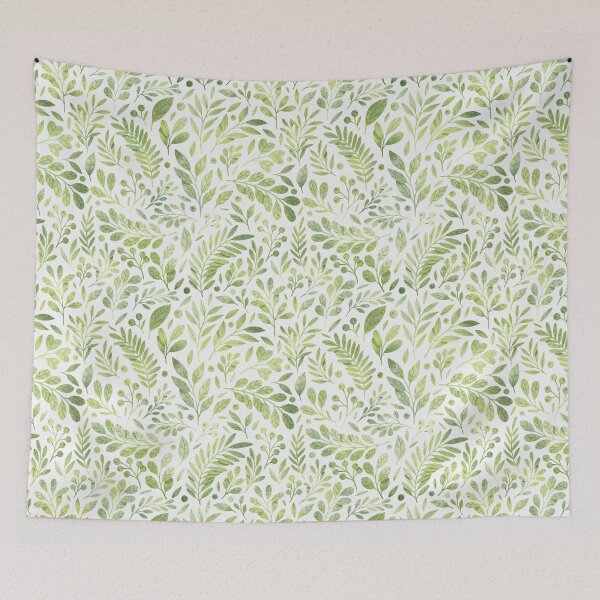 Item preview, Tiny and cute green leaves pattern. Botanical illustration. designed and sold by helga-wigandt.