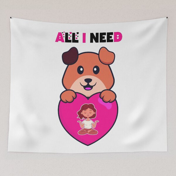 Item preview, all i need is love and yoga and a dog funny shirt for couples, singles, lovers, dog lovers designed and sold by Goods-by-Jojo.