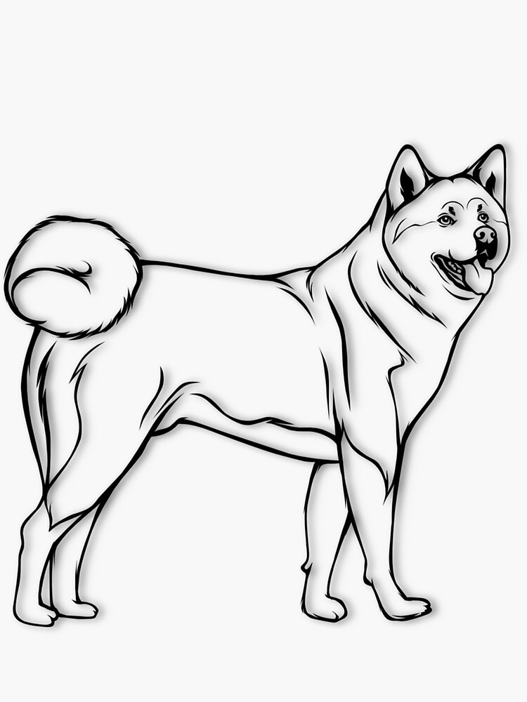 "Akita Dog Line Art Full Body White" Sticker by lineartdesigner | Redbubble