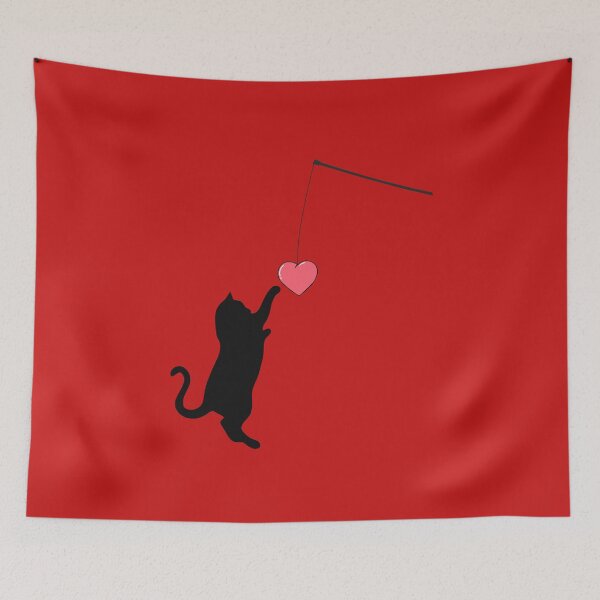 Item preview, Cat Toy Playing With Red Heart Valentines Day Romantic Gifts for feline lover designed and sold by alenaz.