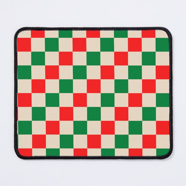 Item preview, Retro Check Stripes Pattern In Red And Green In Cream designed and sold by SeemDev786.