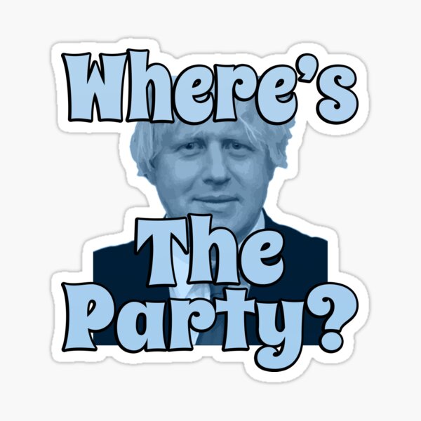 Vista previa del artículo con la obra «¿Dónde está la fiesta? (Cita política divertida • Estilo vintage clásico de los 70 • Fiesta de cumpleaños de Boris Johnson)», diseñado y vendido por SassyClassyMe.