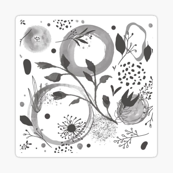 Floral black and white Sticker