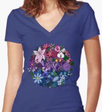 Bi Pride Blumen Tailliertes T-Shirt mit V-Ausschnitt