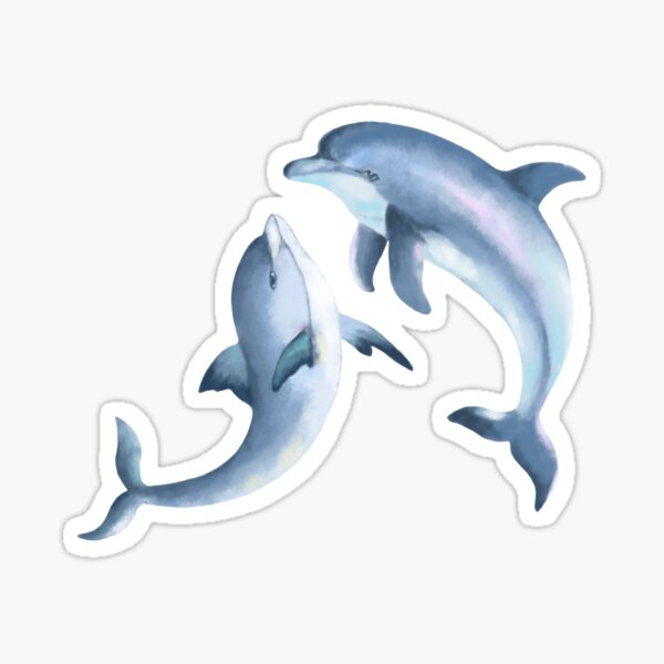 Watercolor valentine dolphin Glossy Sticker