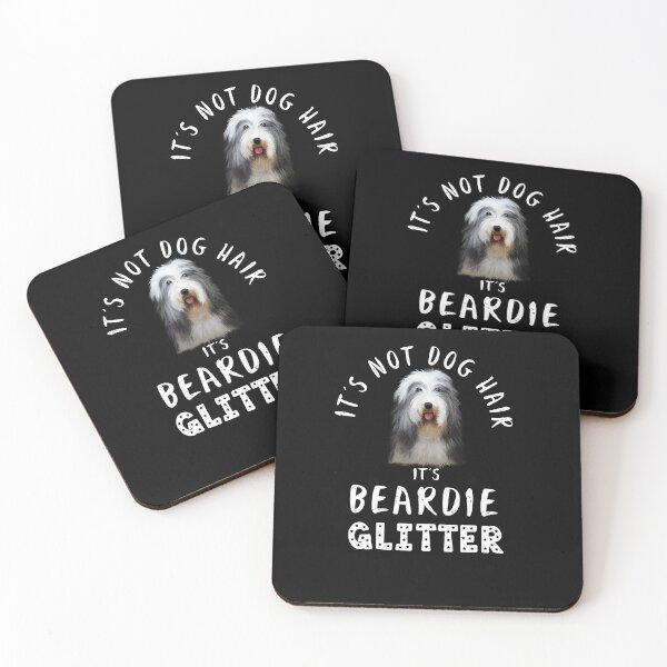 It's not dog hair it's BEARDIE glitter funny dog quote Bearded Collie Coasters (Set of 4)