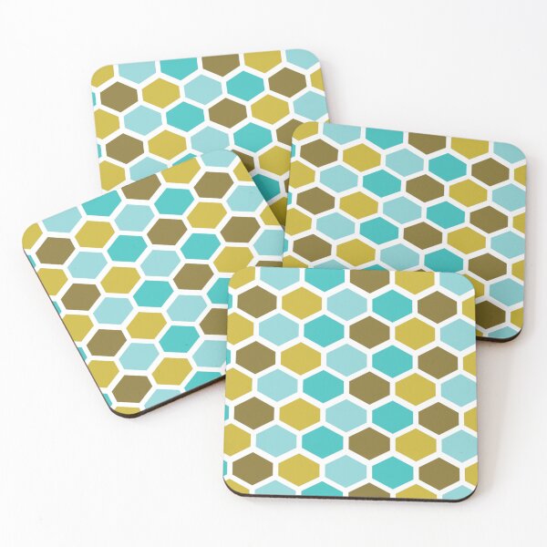 Item preview, Bestagon Interior Design Retro Hexagon Vintage Print White Blue Gold designed and sold by Shayna Westfall.