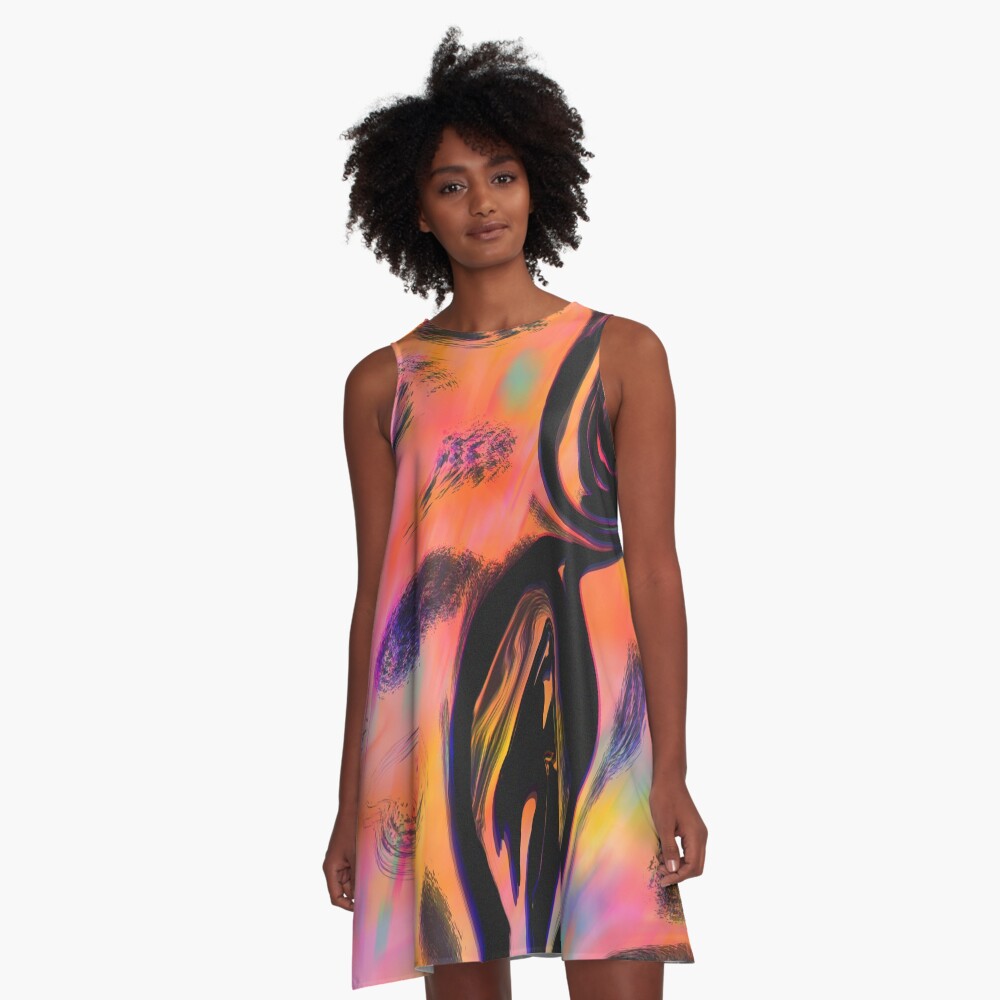 Vista previa del artículo con la obra «Vestido acampanado», diseñado y vendido por Lo-cura.