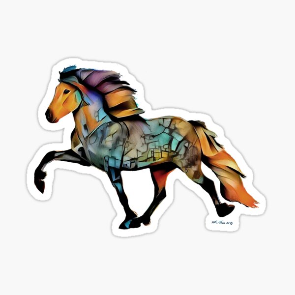 Aperçu de l'œuvre Cheval Islandais PopArt créée et vendue par CentauriArt.