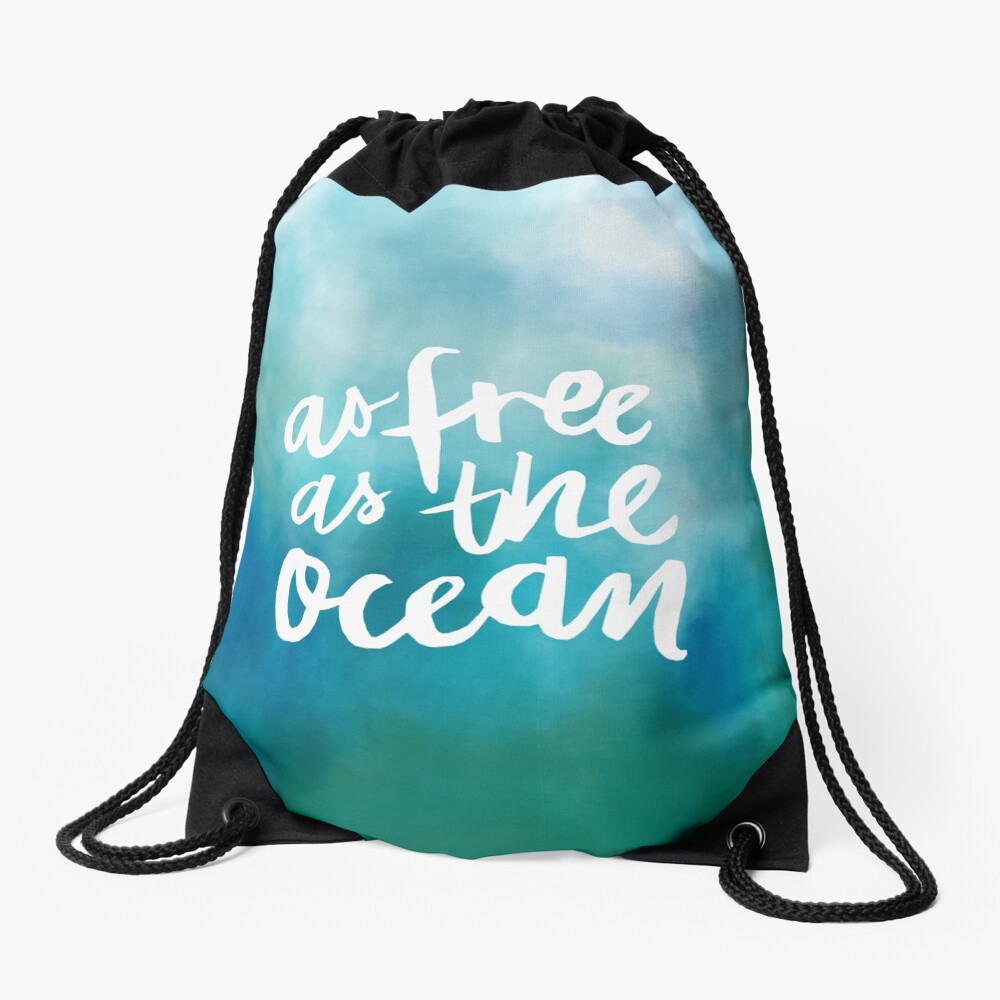As free as the Ocean Drawstring Bag