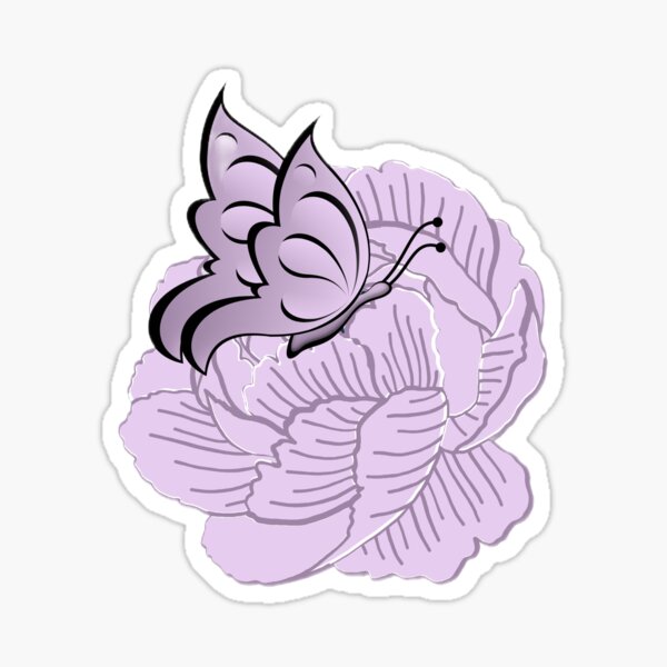 "Flower and butterfly" Sticker by BenicaDesign Redbubble