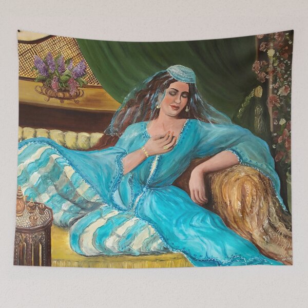 Item preview, Ottoman woman in blue dress designed and sold by incishop.
