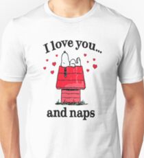 Peanuts Snoopy I Love You and Naps Adult Unisex T-Shirt
