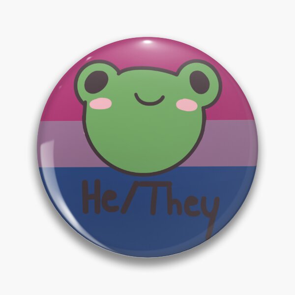 Item preview, Bisexual He/They Frog Pronoun Pin badge designed and sold by randox3stickers.