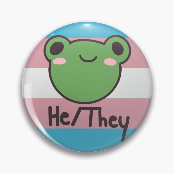 Item preview, Transgender He/They Frog Pronoun Pin badge designed and sold by randox3stickers.