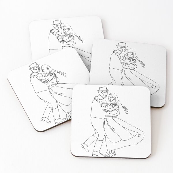Item preview, Hungarian folk dancers line drawing designed and sold by JuliaBaro.