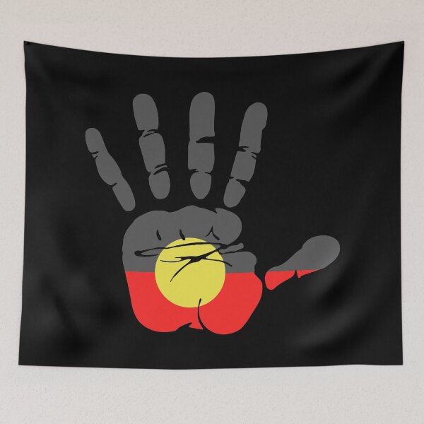 Item preview, Aboriginal Flag Art Designs Hand Indigenous People Grey designed and sold by cashewdays.