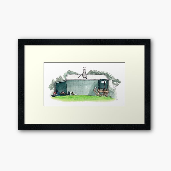 Item preview, Rakeahua Hut - Stewart Island Watercolour designed and sold by Tom Napper Design.