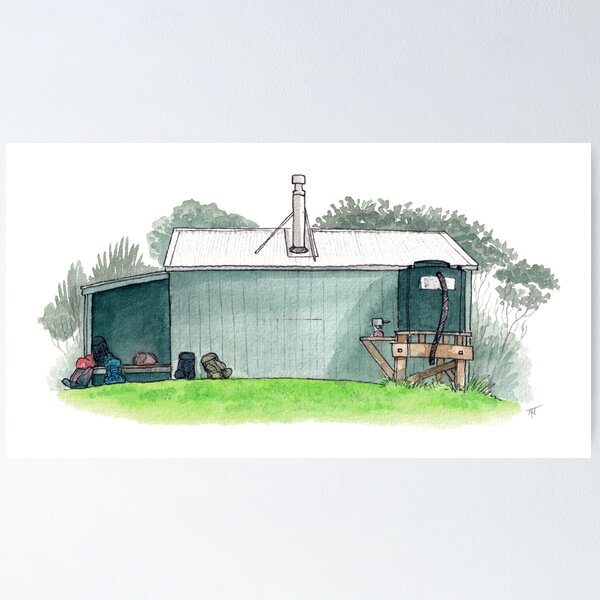 Item preview, Rakeahua Hut - Stewart Island Watercolour designed and sold by Tom Napper Design.