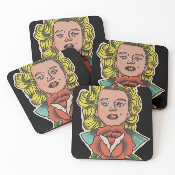 Item preview, Marilyn Monroe with rose old school tattoo designed and sold by X1810x.