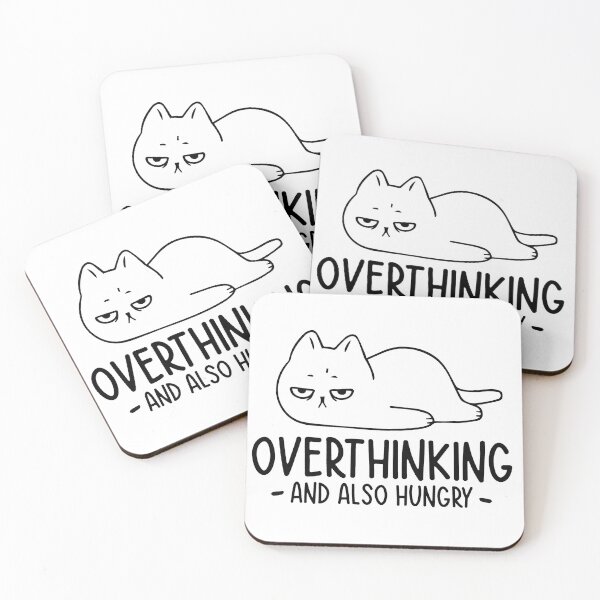 Item preview, funny cat, Overthinking And Also Hungry, sad cat designed and sold by Diivor.