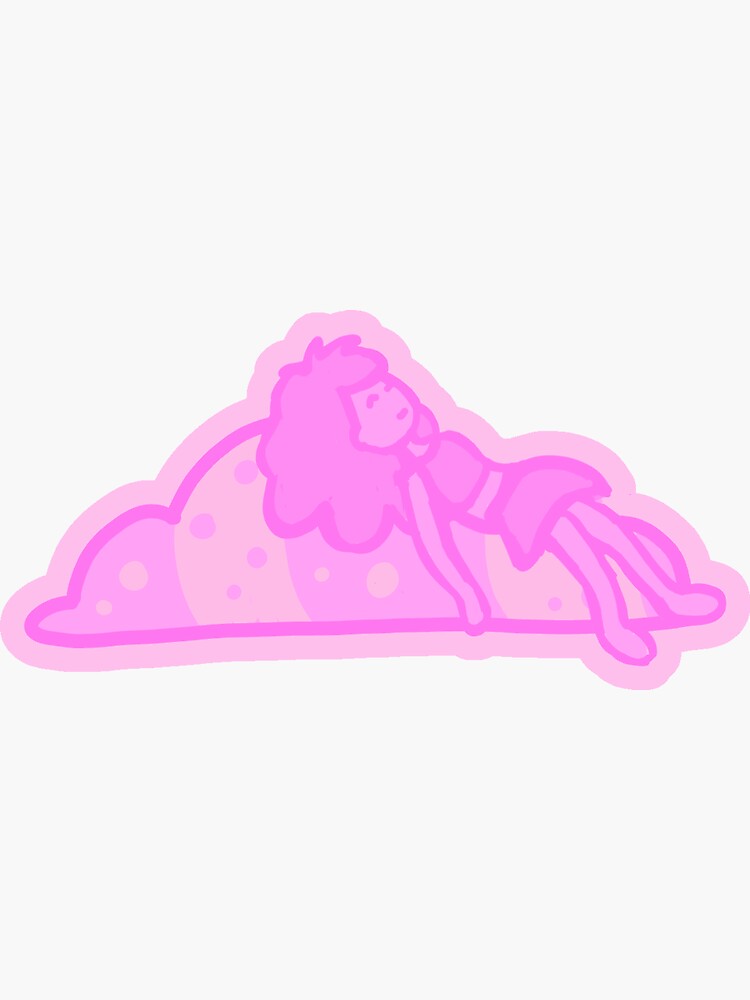 Thumbnail 3 of 3, Sticker, Cute Pink Girl Sleeping on a Cloud designed and sold by RikaMegumi.