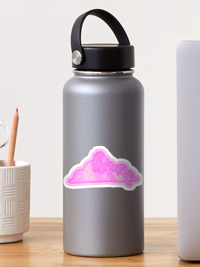 Thumbnail 1 of 3, Sticker, Cute Pink Girl Sleeping on a Cloud designed and sold by RikaMegumi.