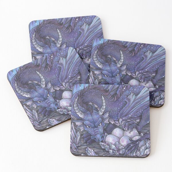 Item preview, Dragon in crystal cave with treasure and dragon nest designed and sold by ZadzeneaArt.